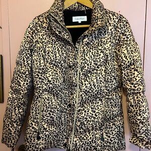 Calvin Klein Duck Down Leopard Print Puffer Jacket (Small)